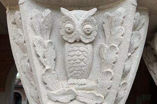 Carved owl on a column of the RMC building