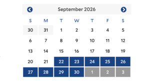 A decorative image of a September 2026 calendar